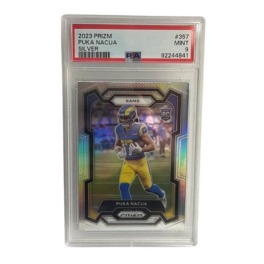 2023 Panini Prizm Puka Nacua Rookie Silver Prizm RC #357 PSA 9