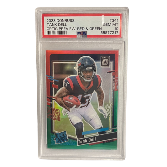 Tank Dell 2023 Panini Donruss Rated Rookie Optic Preview Red Green PSA 10 RC