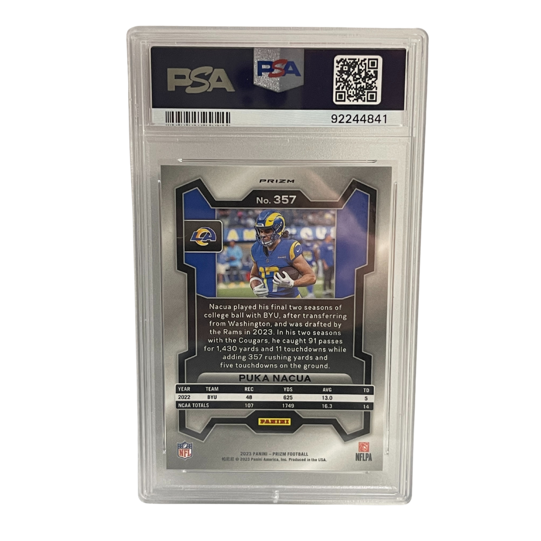 2023 Panini Prizm Puka Nacua Rookie Silver Prizm RC #357 PSA