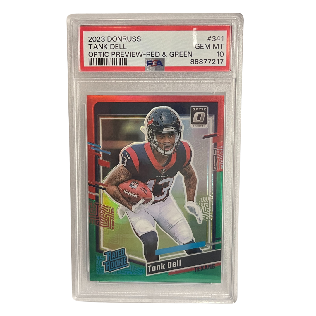 Tank Dell 2023 Panini Donruss Rated Rookie Optic Preview Red Green PSA 10 RC